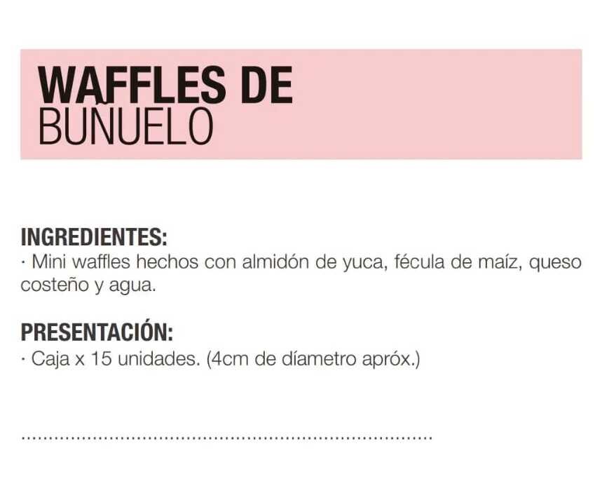 Información Waffles buñuelo 15 und