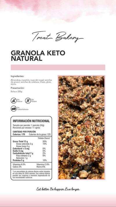 Información Granola keto natural TB 320gr