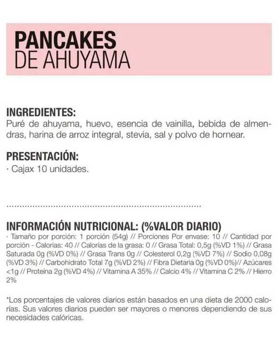 Información Pancakes de ahuyama 10 und