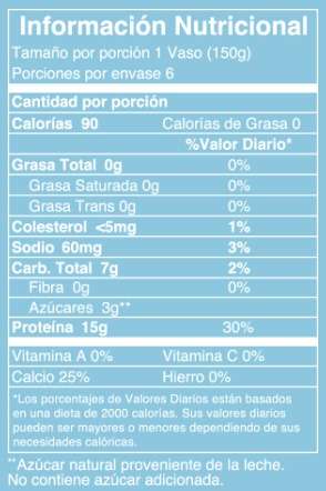 Información Yogurt griego descremado 900gr