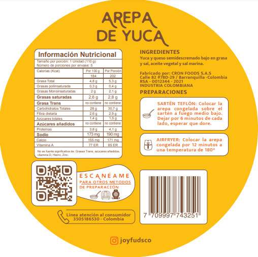 Arepas de Yuca con Queso 5und - JOYFUDS