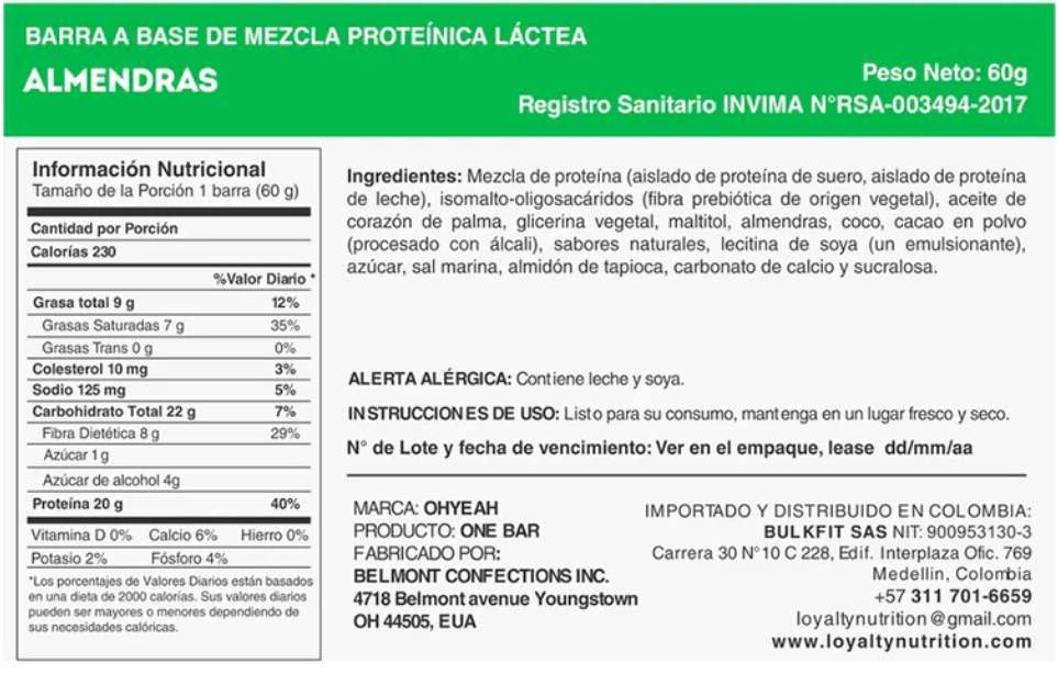 Barra proteína Almendras+Coco 60gr