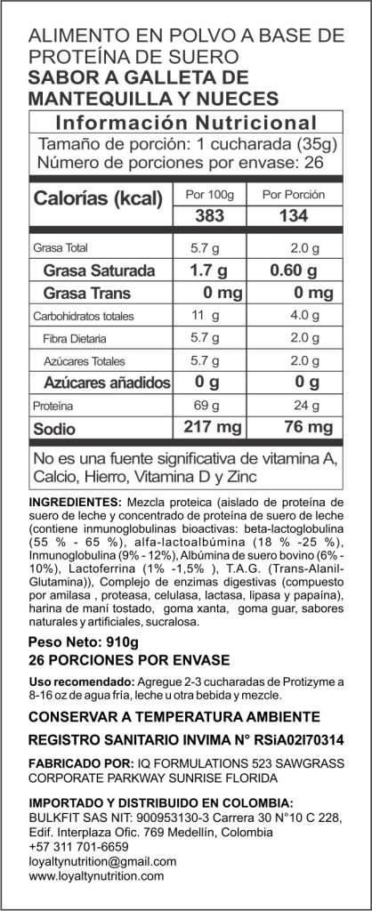 Proteína Protizyme Galleta Mantequilla